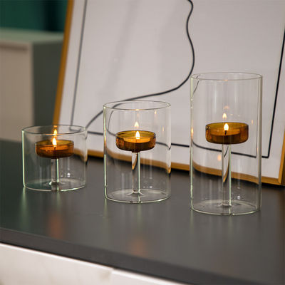 Luxe tafelcentrum Nordic Clear Glass Kaarshouders met metalen deksel