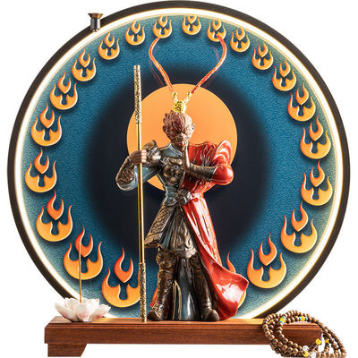 Stijlvolle Black Myth Wukong Keramische wierookbrander met aangepaste kleur en LED-licht