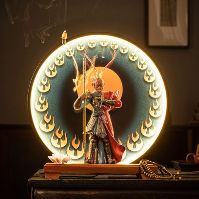 Keramische Sun Wukong wierookhouder LED licht zwart mythische brander voor huisversiering