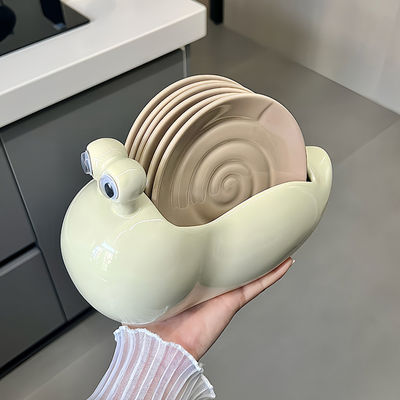 Gestookte eetgerei met handgeschilderde keramische slakkenbak van keuken accessoires