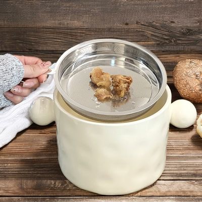 Deksel en afgedrukte kenmerken van roestvrij staal Wit keramische noedelschaal voor keukenopslag