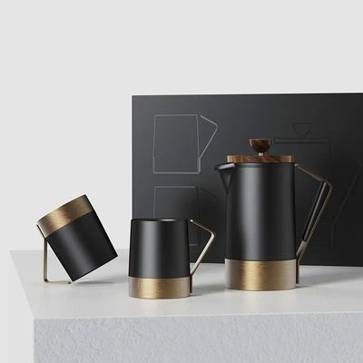 In voorraad 304 roestvrij staal Franse pers koffiepot met siliconen handvat 350 ml 500 ml 1000 ml sets