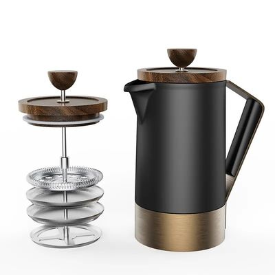 In voorraad 304 roestvrij staal Franse pers koffiepot met siliconen handvat 350 ml 500 ml 1000 ml sets