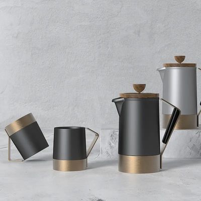 In voorraad 304 roestvrij staal Franse pers koffiepot met siliconen handvat 350 ml 500 ml 1000 ml sets