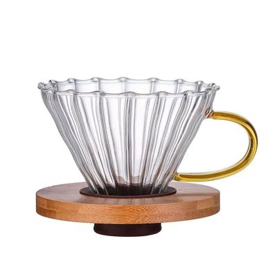 Productie koffiepot Hoog borosilicaat glas koffie druppelfilter met handvat en deksel
