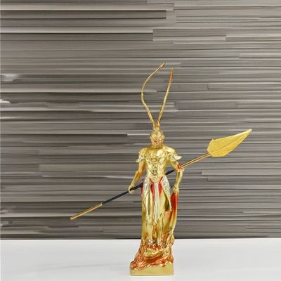 Golden Hoop Monkey King Hars Figuur Contemporary Metal Collectie Piece voor Verjaardagen