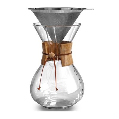 600 ml koffiezetapparaat doorzichtig borosilicaat glas koffiebonenvorm Giet over met deksel