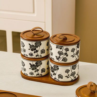 Voedselcontainer Keramische blik voor sieraden Theesoorten Honing in klassiek vintage ontwerp