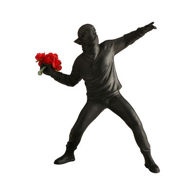 Verticaal harspatroon Banksy Bloemen gooien jongens Contemporary Art Deco Cross Mirror
