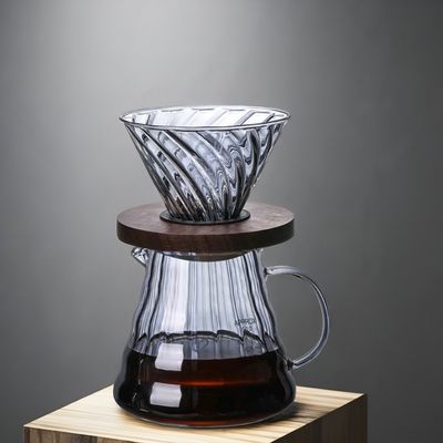 Draagbare cappuccino-dripper voor volwassenen met houten standaard en glazen trechter