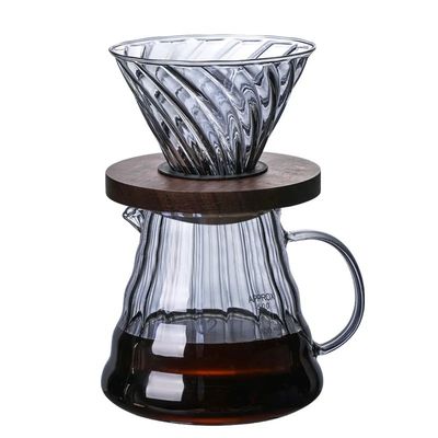 Transparante borosilicaat glas handfilter koffiepot met deksel strip delen functie