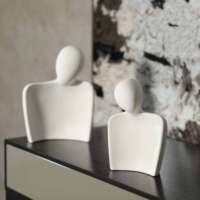 Liefdespaar Figuurtjes Ornamenten Bamboe Abstract Gehuilde geliefden Beeldhouwwerk Cer