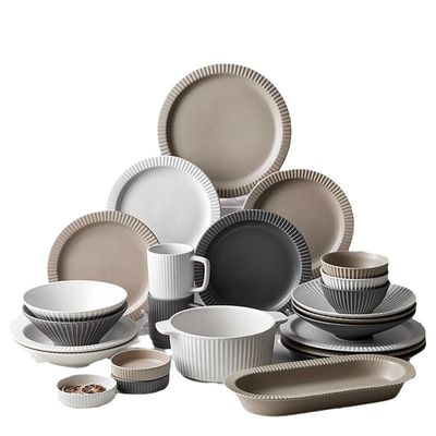 Nordic Relief Keramische eetgerei Set Duidelijke Salad Bowl Cups Bowls Platen