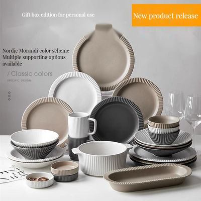Nordic Relief Keramische eetgerei Set Duidelijke Salad Bowl Cups Bowls Platen