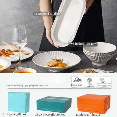Nordic Relief Keramische eetgerei Set Duidelijke Salad Bowl Cups Bowls Platen