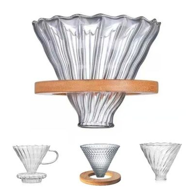 600 ml Drip Glass Coffee Pot met houten handvat Hittebestendige Giet over koffiezetapparaat