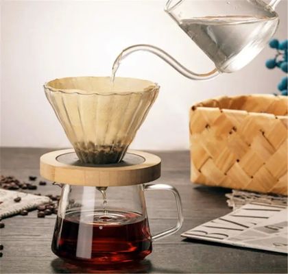 600 ml Drip Glass Coffee Pot met houten handvat Hittebestendige Giet over koffiezetapparaat