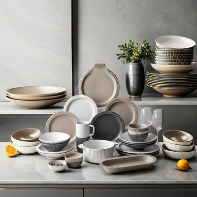 Crackle Glaze Modern Nordic Ceramic Dinnerware Set Custom Grootte en Wegwerpfunctie