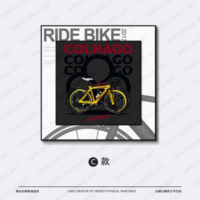 Gepersonaliseerde kleur Moderne Retro legering Fiets Hangende schilderkunst Kristal Muurschildering voor Stijlvolle Kinderkamer Slaapkamer Decoratie