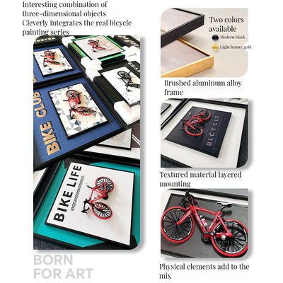Gepersonaliseerde kleur Moderne Retro legering Fiets Hangende schilderkunst Kristal Muurschildering voor Stijlvolle Kinderkamer Slaapkamer Decoratie
