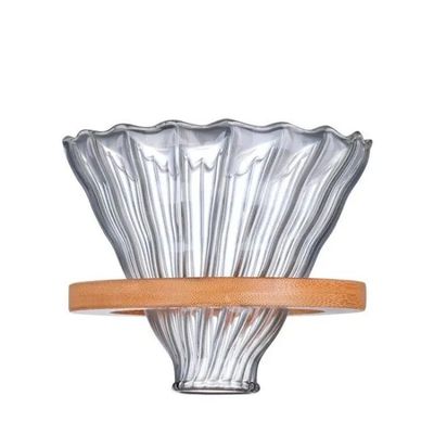 Home V Glas Giet over koffiezetapparaat Set met bamboe stand drupper Country Design stijl