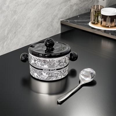 Rotunditeit Keramische schaal met deksel Porselein Europa Design Microwave Food Container Customized Logo