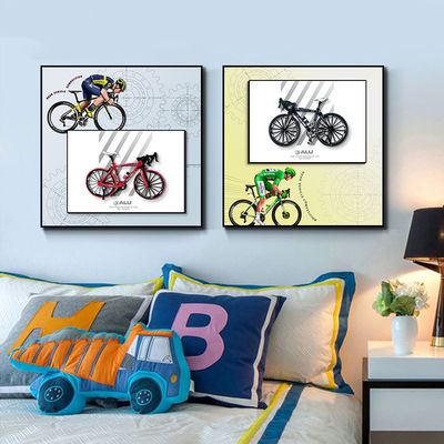 Home Office Hotel Decoratie Moderne Retro Fiets Hangende Muurkunst met Kristal Muur