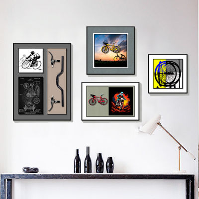 Op maat gemaakte grootte Contemporary Moderne 3D-fietscombinatie Muurkunst voor woonkamerversiering
