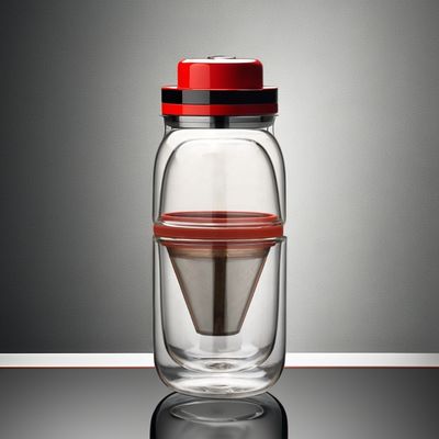 Unisex draagbare doorzichtige glas koffiepot en thee set opvouwbare functie voor 1 persoon