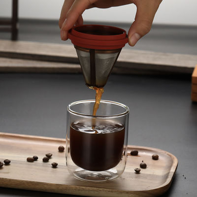 Unisex draagbare doorzichtige glas koffiepot en thee set opvouwbare functie voor 1 persoon