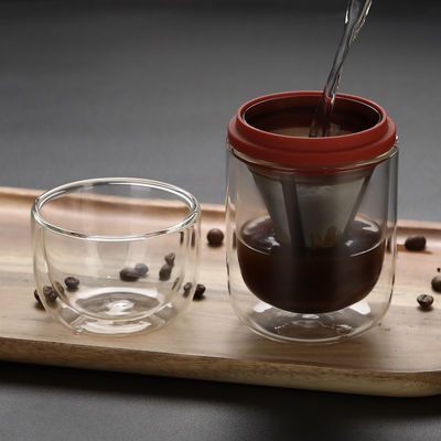 Unisex draagbare doorzichtige glas koffiepot en thee set opvouwbare functie voor 1 persoon
