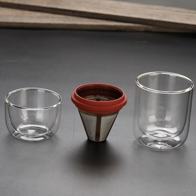 Unisex draagbare doorzichtige glas koffiepot en thee set opvouwbare functie voor 1 persoon