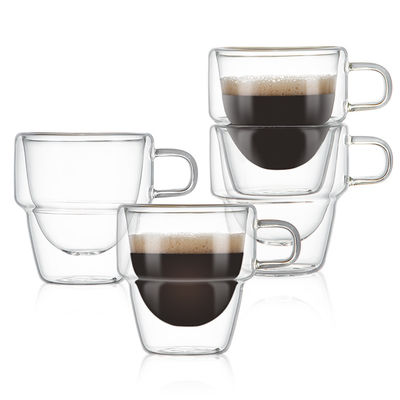 Classic Design 150 ml dubbelwandige heldere glazen koffiebekers voor warme en ijzige dranken