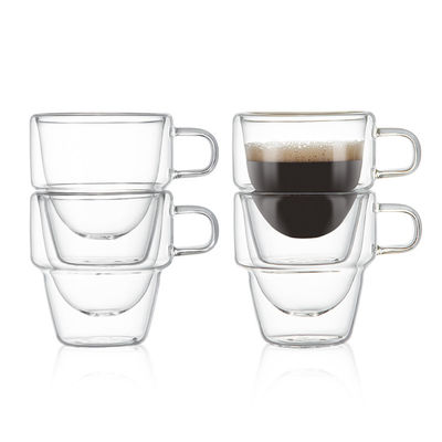 Classic Design 150 ml dubbelwandige heldere glazen koffiebekers voor warme en ijzige dranken