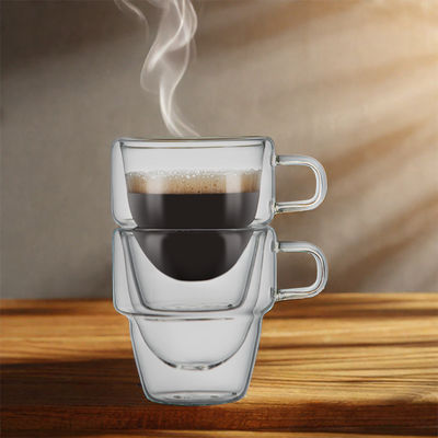 Classic Design 150 ml dubbelwandige heldere glazen koffiebekers voor warme en ijzige dranken