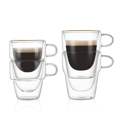 Classic Design 150 ml dubbelwandige heldere glazen koffiebekers voor warme en ijzige dranken