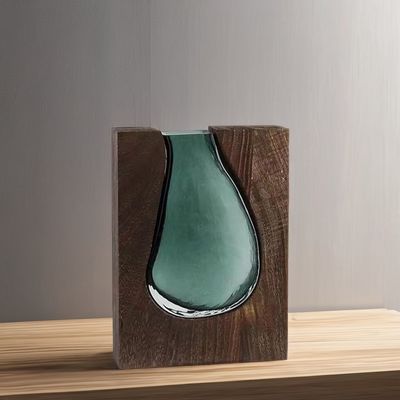 Keramische vaas in boerderijstijl met transparant glas en donut ring design