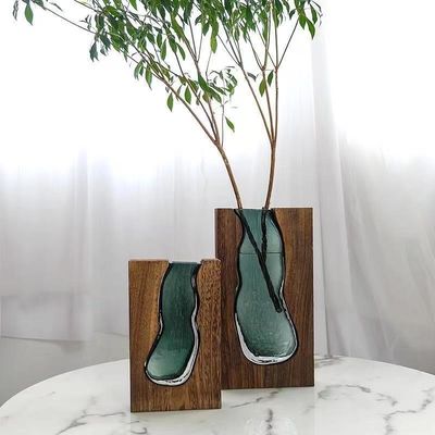 Keramische vaas in boerderijstijl met transparant glas en donut ring design