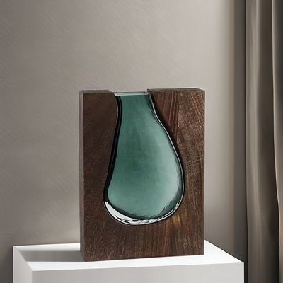 Keramische vaas in boerderijstijl met transparant glas en donut ring design