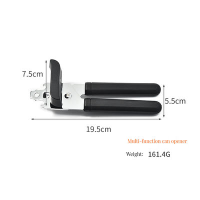 Compacte blikopener van roestvrij staal met multifunktioneel flesopener en plastic handvat