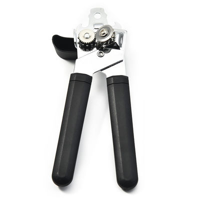 Compacte blikopener van roestvrij staal met multifunktioneel flesopener en plastic handvat