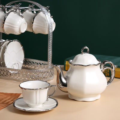 Goud Accent Porselein Keramische Theekop Set voor koffie-thee liefhebbers in retro stijl