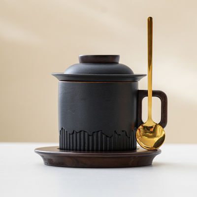 Houten handvat Gladiant glazuur Keramische beker voor Japanse traditionele stijl Koffie thee espresso melk cadeau doos Set Home
