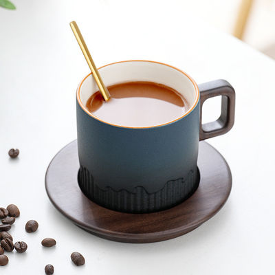 Houten handvat Gladiant glazuur Keramische beker voor Japanse traditionele stijl Koffie thee espresso melk cadeau doos Set Home