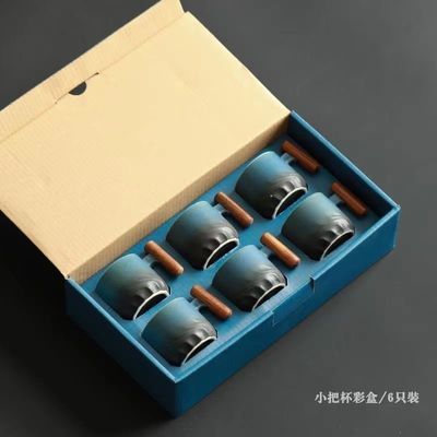 Drankbekers Tellers Japanse delicate keramische kleine bekerset met houten handvat 500 ml capaciteit