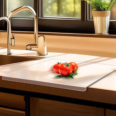 Keukengerei Acryl over wastafel snijplank met helder plastic en flexibele bamboe vaatwasser kluis