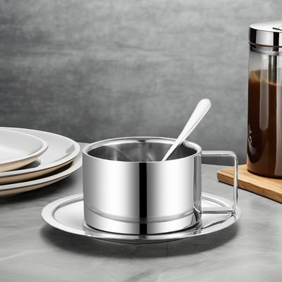 Roestvrij staal koffiekop met lepelbak Moderne en modieuze vormgeving