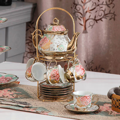 Elegant goud gekleurde keramische koffieset met moderne klassieke Chinese stijl en keramiek