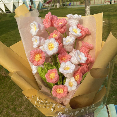 April Fool's Day Valentijnsdag cadeau handgemaakte gebreide zonnebloem Daisy Pouch voor tafel