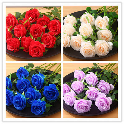 30 cm aangepaste rode witte kunstmatige enkelvoudige fluweelrozen voor echte touch decoratie evenementen